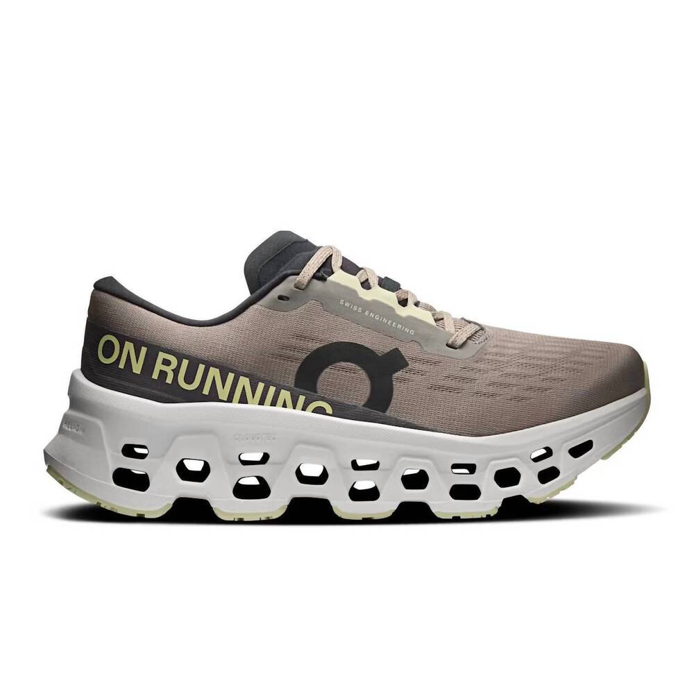 NEW ON RUNNING women's cloudmonster 3 running shoes in cinder - ivory